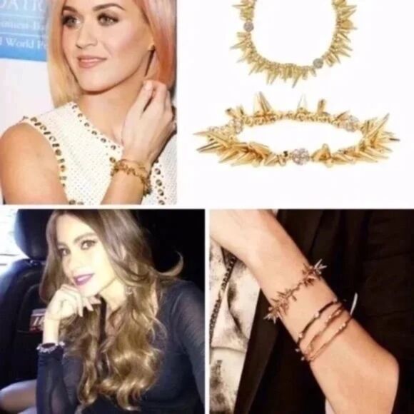 Stella & Dot Gold Renegade Cluster Bracelet – Spiked Stretch Pave Crystals - Picture 3 of 9